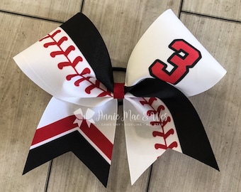 Softball bow - red and black softball cheer bow - team cheer bow - team cheer bows - softball bows - black and red