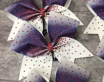 Glitter and Rhinestone Cheer Bow - Ombre Cheer Bow - Rhinestone Competition Cheer Bow