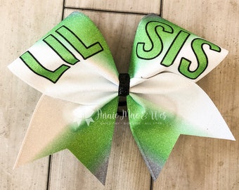 Lil Sis Cheer Bow - Big Sis Cheer bow - Lime Green Cheer Bow - Glitter cheer bows