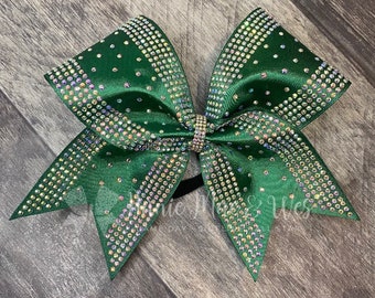 Cheer Bow - Satin Cheer Bow - Competition Cheer bow - Black and White - Rhinestone - Sparkly