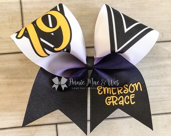 Softball bow - cheer bow - softball bows - cheer bows - purple and gold - purple black and gold