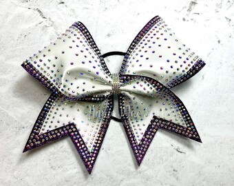 Cheer Bow - Satin Cheer Bow - Competition Cheer bow - AB Rhinestones