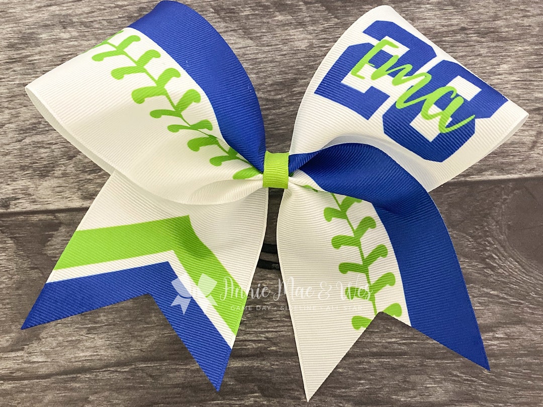 Softball Bow Royal Blue and Lime Green Softball Bow Yellow Etsy