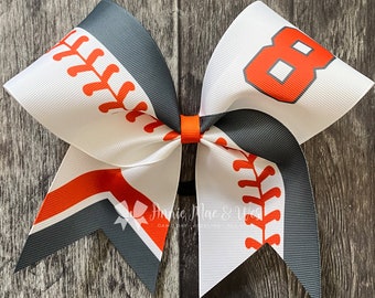 Softball bow - white bow with your choice of 2 accent colors