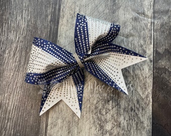 Large Glitter Cheer Bow, Custom Color Rhinestone Competition Hair Bow