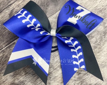 Softball bow - your choice of bow color and accent color with white accents