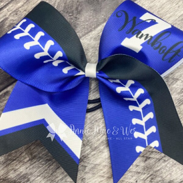 Softball bow - your choice of bow color and accent color with white accents