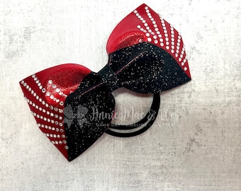 Custom Tailless Cheer Bow with Rhinestones – Perfect for Cheerleading or Gymnastics