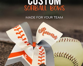Custom Softball Cheer Bow – Maroon, Navy, White Grosgrain Ribbon Team Accessory