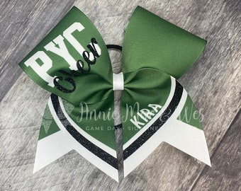 Custom Cheer Bows - Custom Softball Bows - Your choice of bow and glitter color - White accents are included by default