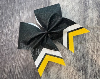 Glitter cheer bows - your choice of bow and accent color with white outline