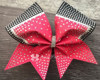 Rhinestone Cheer Bow - Pink and Black - Glitter Cheer Bow - Red Cheer Bow