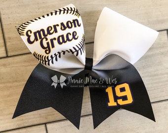 Softball Bow - Softball bows - black gold and purple softball bow - ombre softball bow