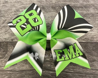 Custom Softball Hair Bows | Black and  Lime Green Team Bows for Girls | Personalized Softball Accessories for Players and Teams