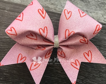 Valentine's Day cheer bow - Valentine's Day cheer bows - valentine cheer bow - Valentine's Day Cheer Bows