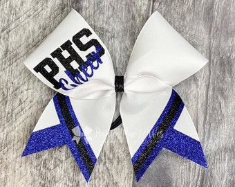Cheer bow - White Cheer bows with your choice of 2 glitter colors