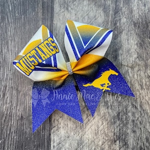 Personalized Custom Cheer Bow | Glitter Ombre Team Spirit Hair Bow with Name | Custom Colors & Fonts Available