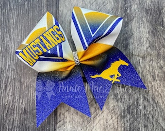 Personalized Custom Cheer Bow | Glitter Ombre Team Spirit Hair Bow with Name | Custom Colors & Fonts Available