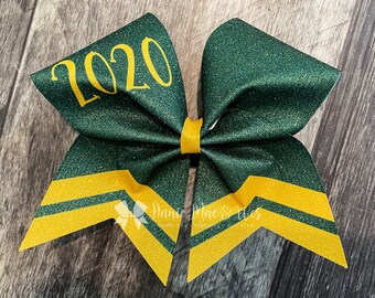 Glitter cheer bows - your choice of bow and accent color with white outline