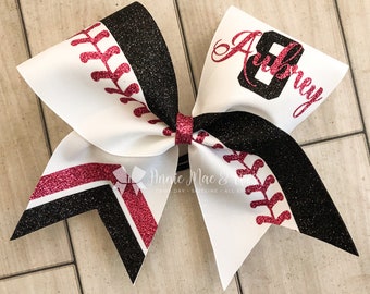 Black and Pink Softball Bow - softball bows - pink and black - softball bow -
