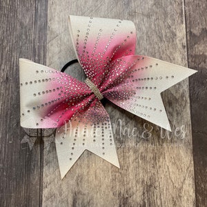 Breast Cancer Awareness Cheer Bow – Pink Glitter & Rhinestone Ombre Bow – Custom Spirit Wear for October Pink-Out Games