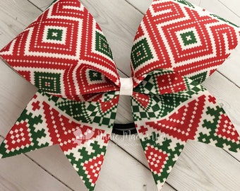 Christmas Cheer Bows - Ugly Christmas Sweater Cheer Bow