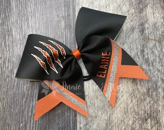 Custom Cheer Bows - Custom Softball Bows - black with your choice of accent and glitter