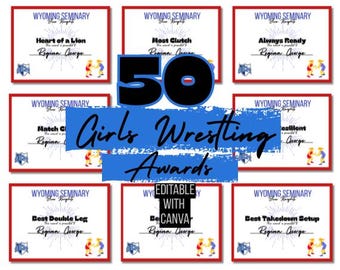 Editable Girls Wrestling Superlatives | End of Season Awards Printable | Funny & Customizable Wrestler Certificate Template PDF