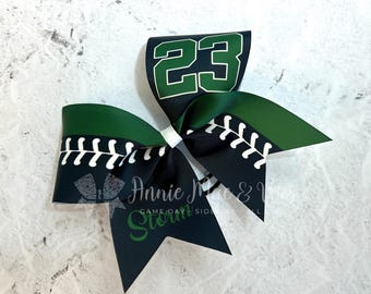 Softball team cheer bow - your choice of colors - black and green - gold and purple - orange and gray - red and columbia blue