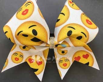 Glitter Emoji Cheer Bow