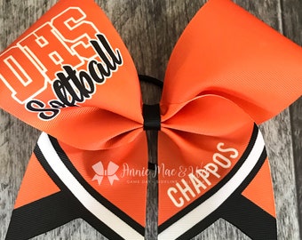 Softball team cheer bow - orange and black - team cheer bow - team cheer bows - softball bows - senior cheer bows - black and orange