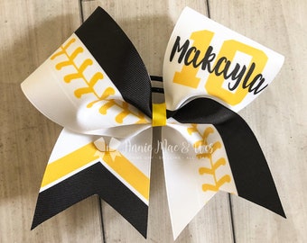 Softball Bow - White bow with your choice of colors