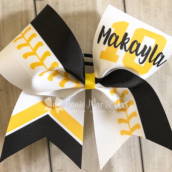 Softball Bow - White bow with your choice of colors