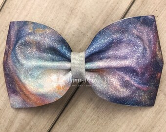 Galaxy Cheer Bow - 4 inch tailless galaxy cheer bow - galaxy bow - space cheer bow