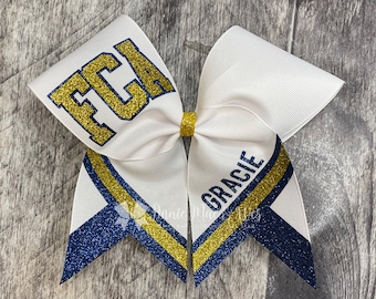 Cheer bow - White Cheer bows with your choice of 2 glitter colors
