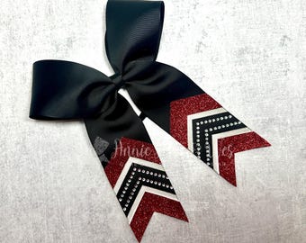 Collegiate Style Bow - Black bow with your choice of glitter colors