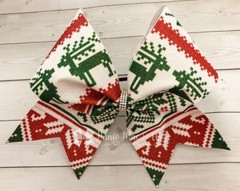 Christmas Cheer Bows - Ugly Christmas Sweater Cheer Bow