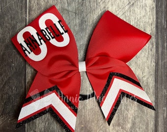 Softball bow - Your choice of ribbon and 1 glitter color - White is default second glitter color