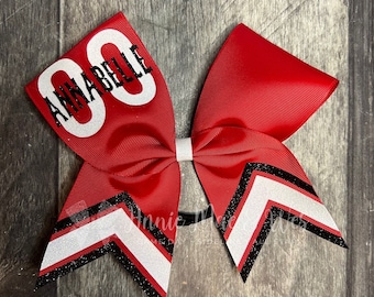 Softball bow - Your choice of ribbon and 1 glitter color - White is default second glitter color