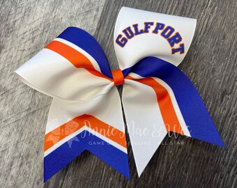 Sideline Cheer Bow - White Bow with your choice of 2 accent colors