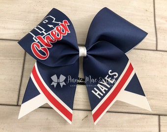 Softball team cheer bow - team cheer bow - team cheer bows - softball bows - senior cheer bows - red and navy blue