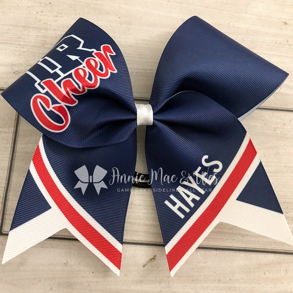 Softball team cheer bow - team cheer bow - team cheer bows - softball bows - senior cheer bows - red and navy blue