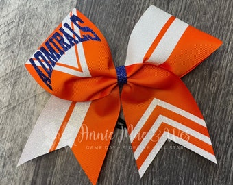 Cheer bow - Your Choice of Ribbon and 1 Glitter Color with White Accents - Sideline cheer bow - Cheer bows