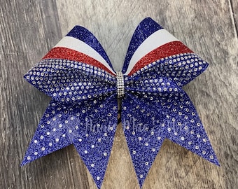 Cheer Bows - Royal Blue Cheer Bow - Black and blue  Cheer Bow - Competition Bow