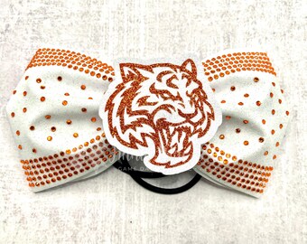 Custom Tailless Cheer Bow with Tiger Head 3D center