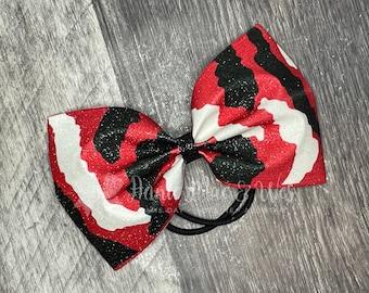 Camo glitter cheer bow - battle cheer bow - camo cheer bows - camoflauge cheer bow - battle ready cheer bow