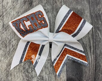 Cheer bow - White Glitter bow with your choice of 2 glitter colors