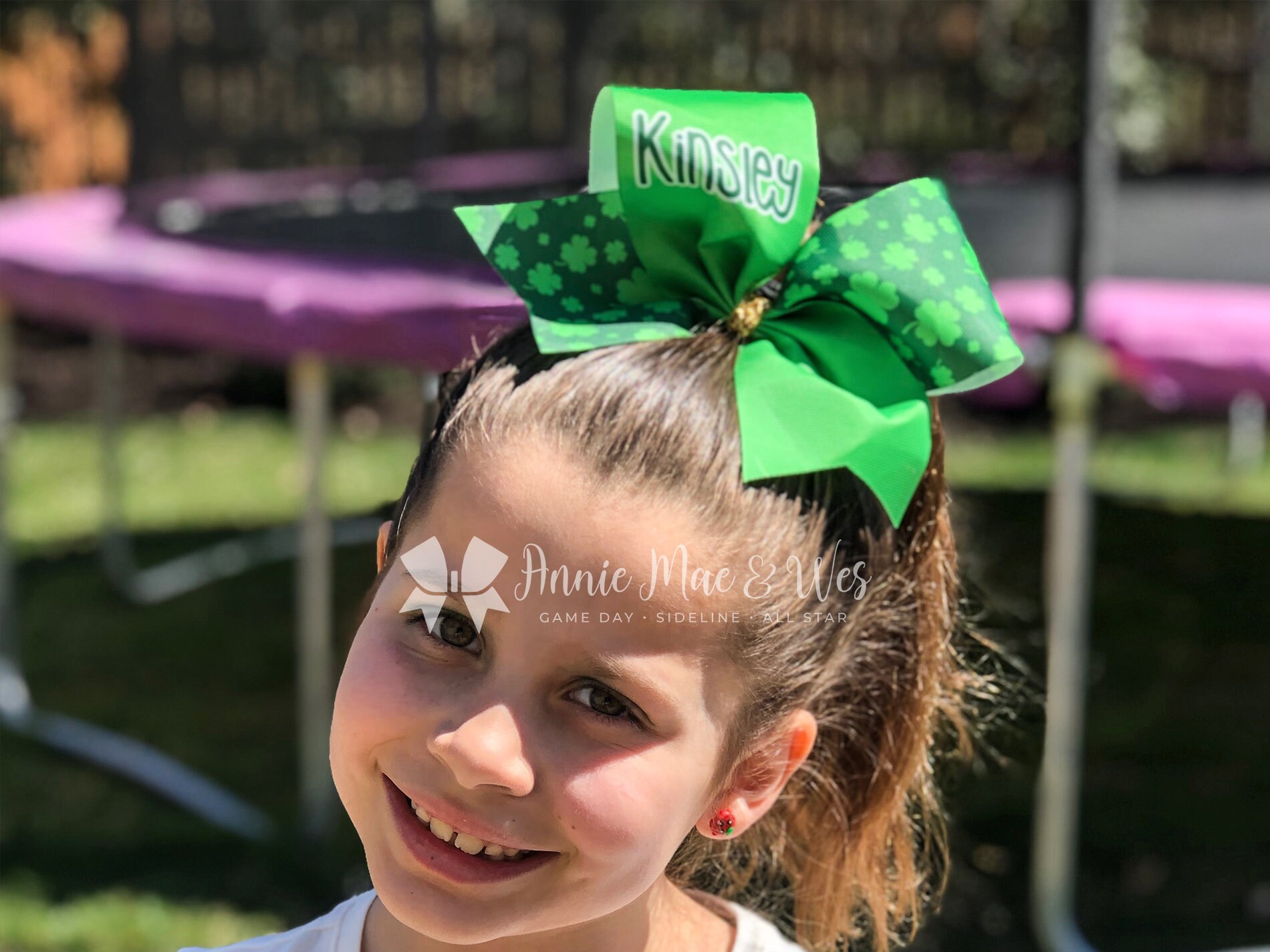 Green Game Day Cheer Bow Green Game Day Cheer Bow
