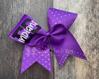 Cheer bow - Cheer bows - Overlay Text Will Be White- Sideline cheer bow - Cheer bows - Purple Black and White