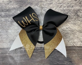 Custom Cheer Bows - Your choice of ribbon and one glitter color